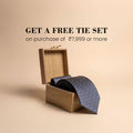 Heritage Geometric Handmade Tie & Pocket Square In Navy/Indigo