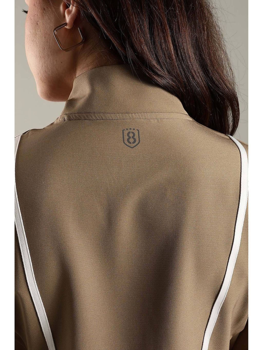 Beige Crop Jacket Shoulder Flap and Adjustable Drawstring Waist | JK12 - view 10