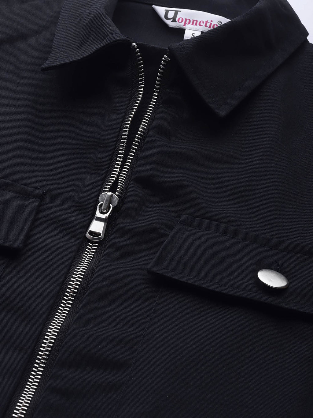 Women Black Solid Pure Cotton Crop Jacket | JC78 - view 4