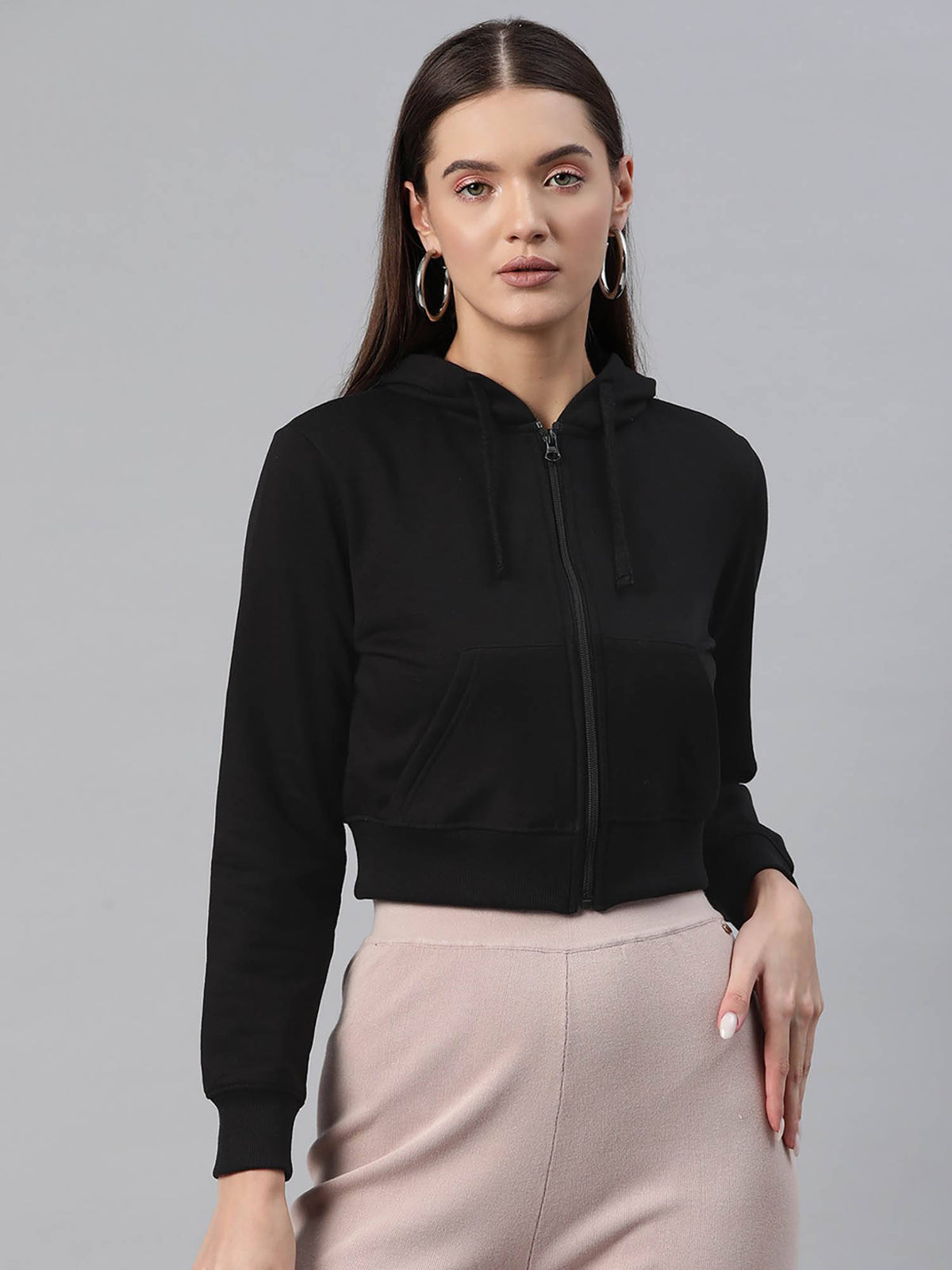 Women Lavender Solid Hoodie | SS90 - view 6