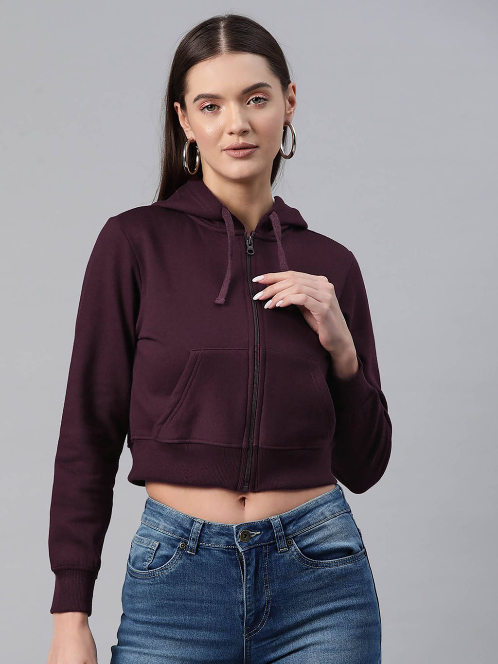 Women Lavender Solid Hoodie | SS90 - view 16