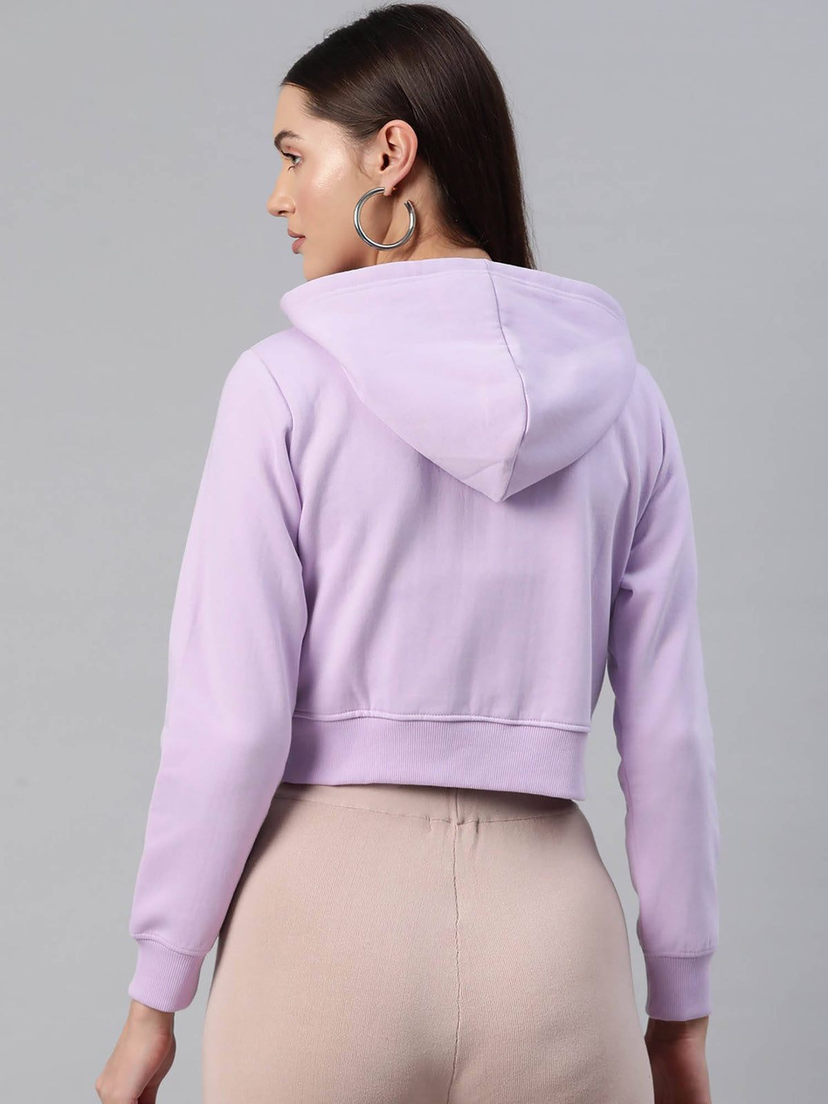 Women Lavender Solid Hoodie | SS90 - view 2