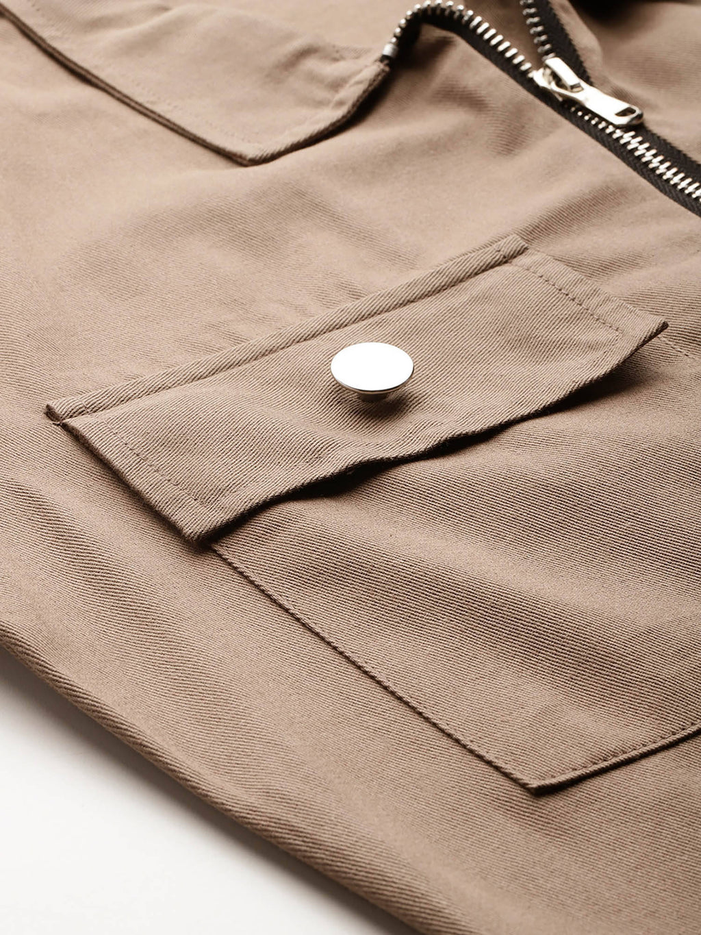 Women Brown Solid Pure Cotton Crop Jacket | JC78 - view 5