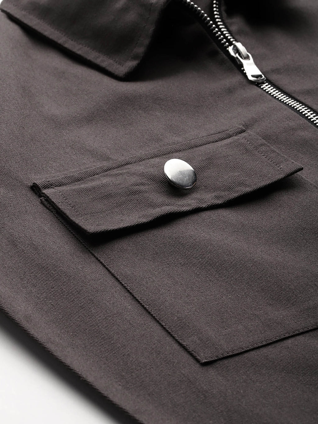 Women Charcoal Solid Pure Cotton Crop Jacket | JC78 - view 5