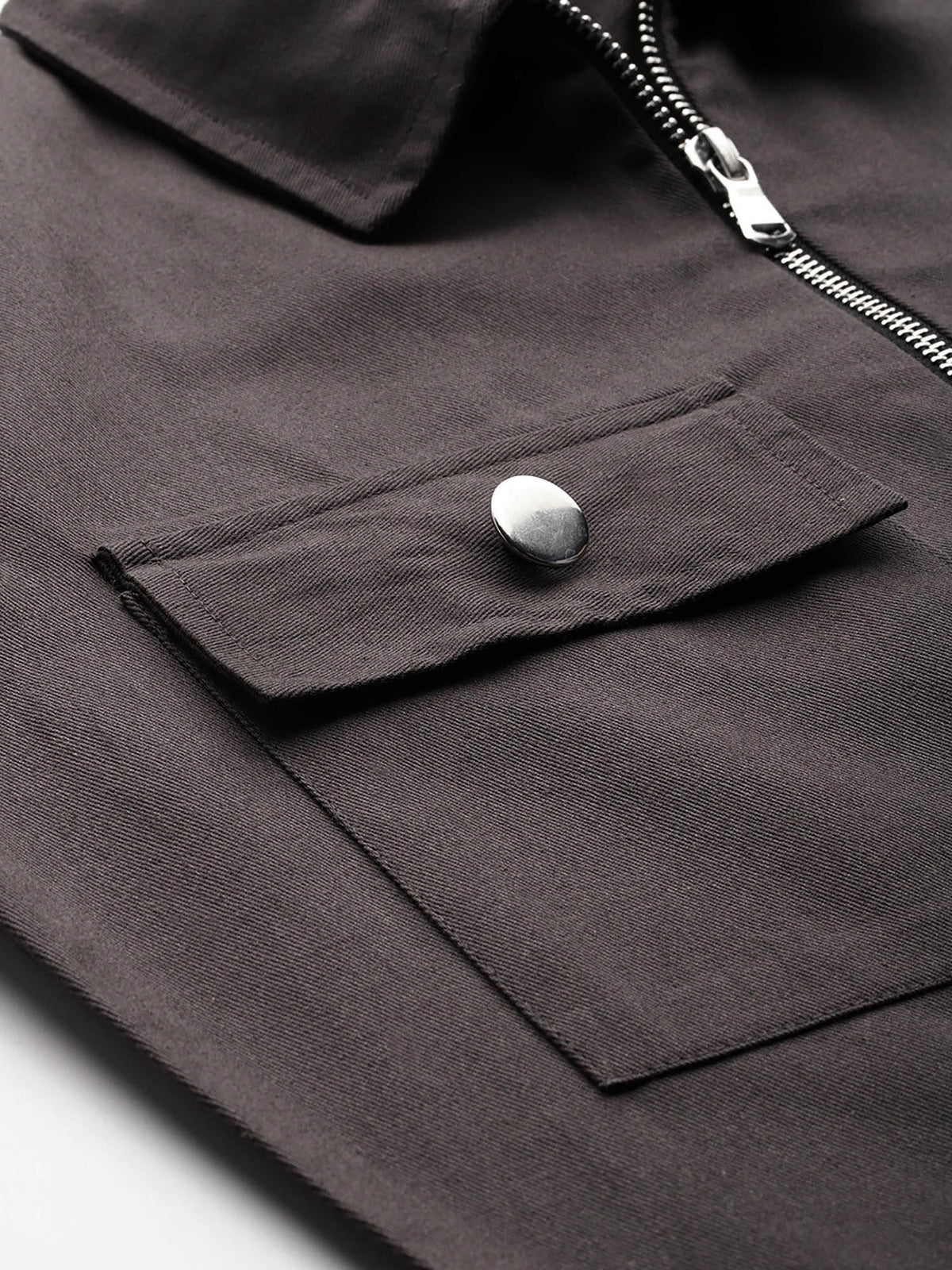 Women Charcoal Solid Pure Cotton Crop Jacket | JC78 - view 5
