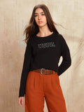 Women Black Solid Regular Fit T-Shirt | PW43 - view 1