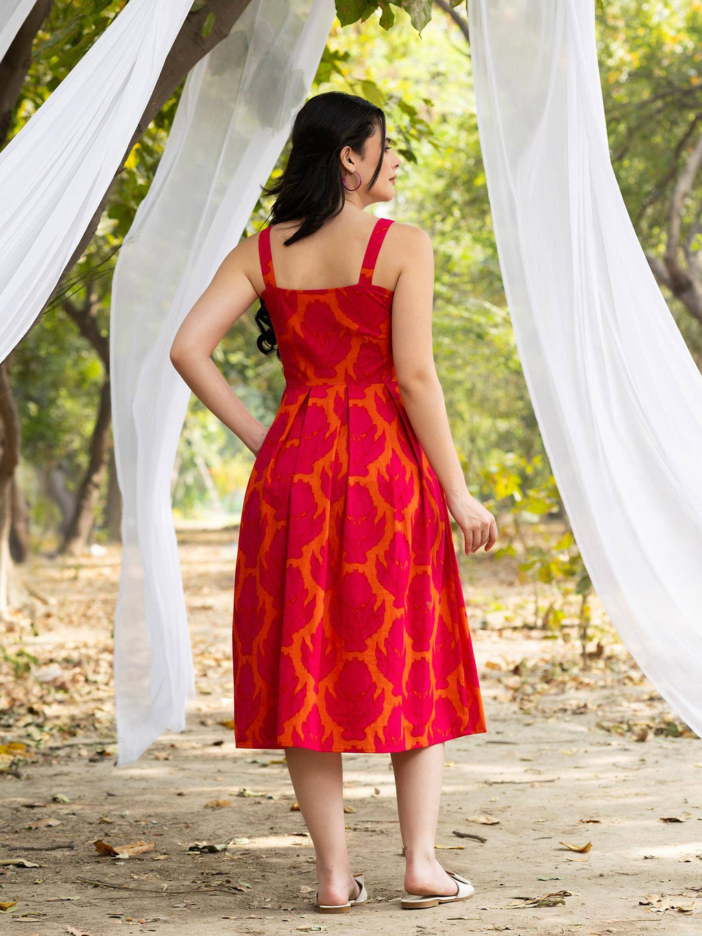Strappy Box Pleat Midi Dress | D56 - view 5