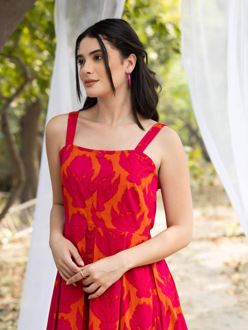 Strappy Box Pleat Midi Dress | D56 - view 6