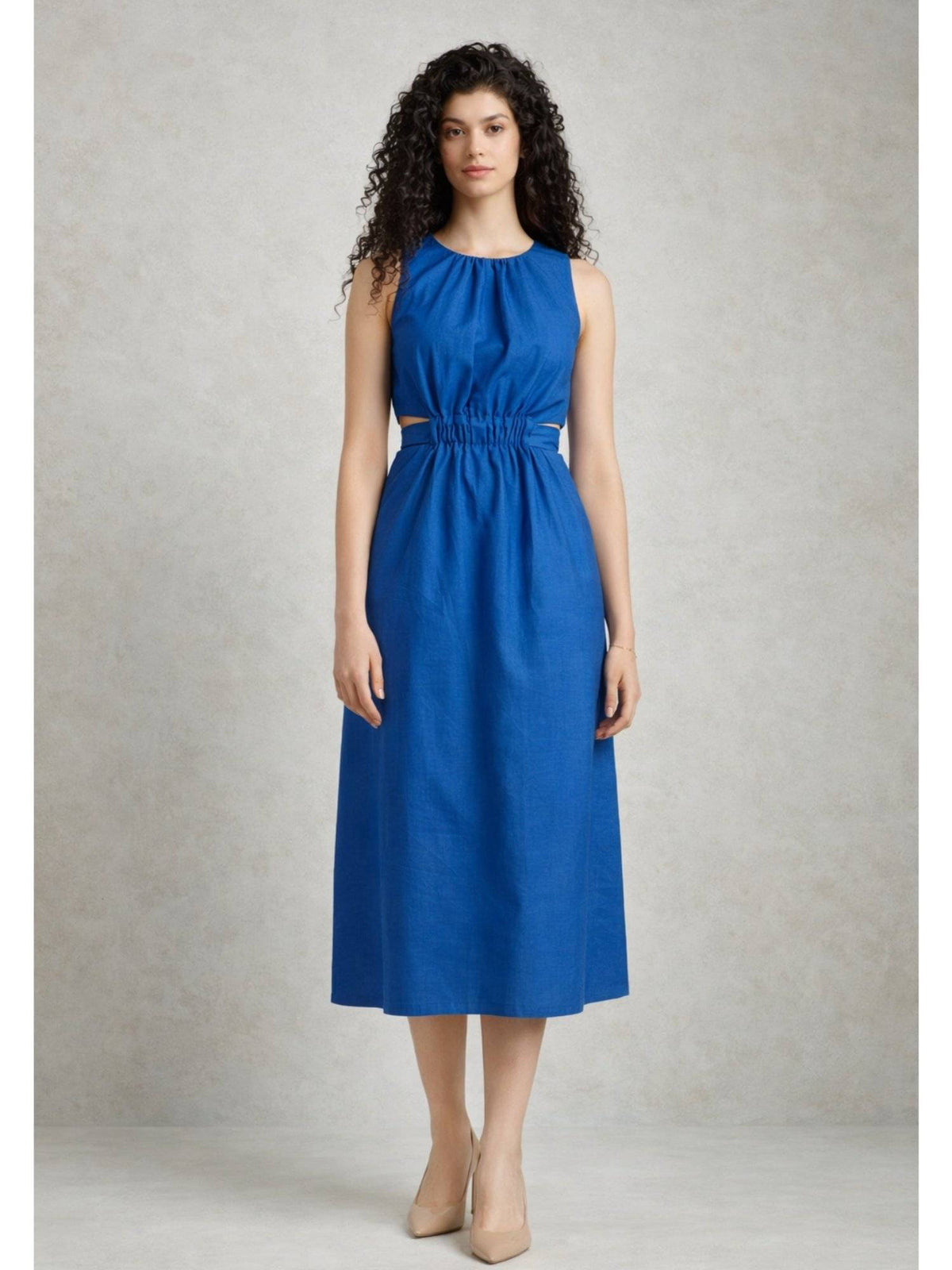 Coffee Brown Pure Cotton A-Line Dress | D56 - view 13