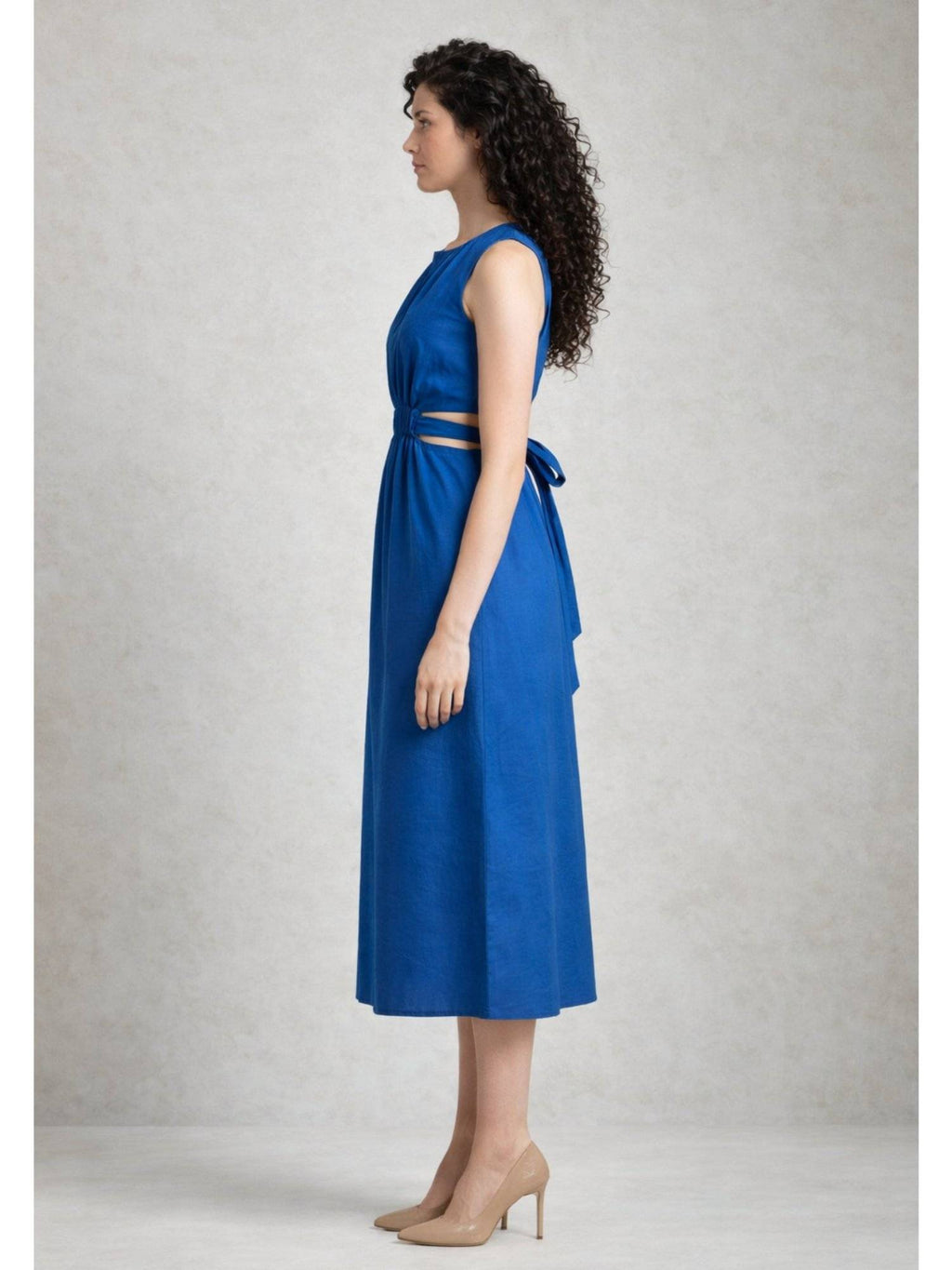 Coffee Brown Pure Cotton A-Line Dress | D56 - view 14