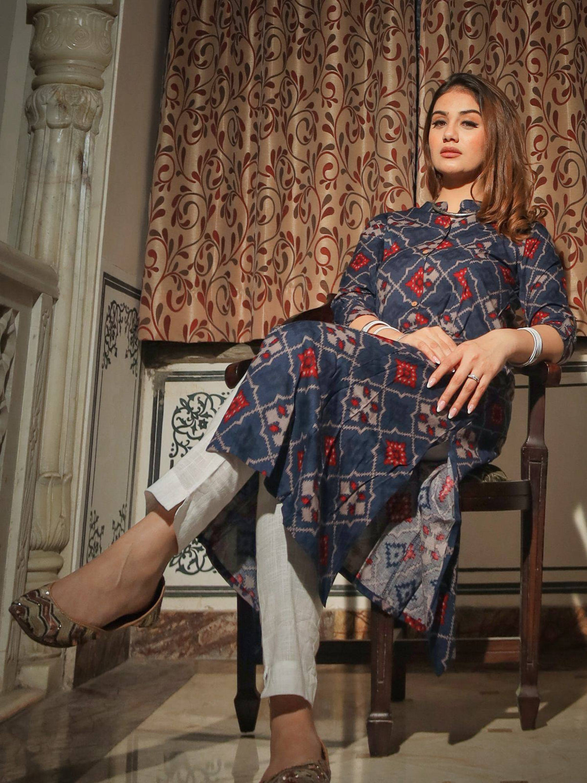 A-Line Printed Rayon Kurta | U3S - view 1