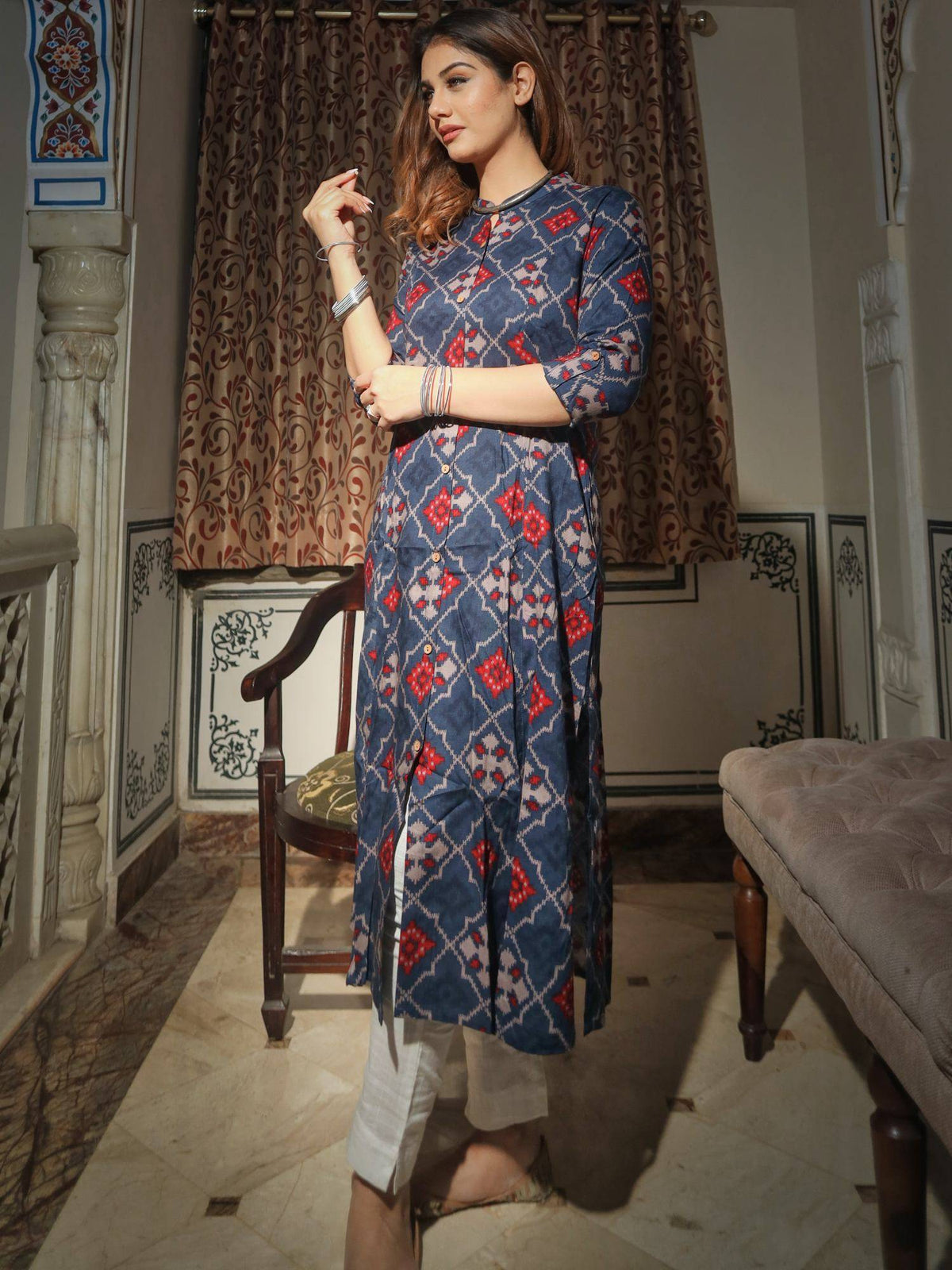 A-Line Printed Rayon Kurta | U3S - view 3