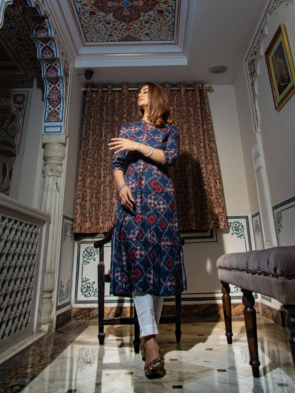 A-Line Printed Rayon Kurta | U3S - view 5