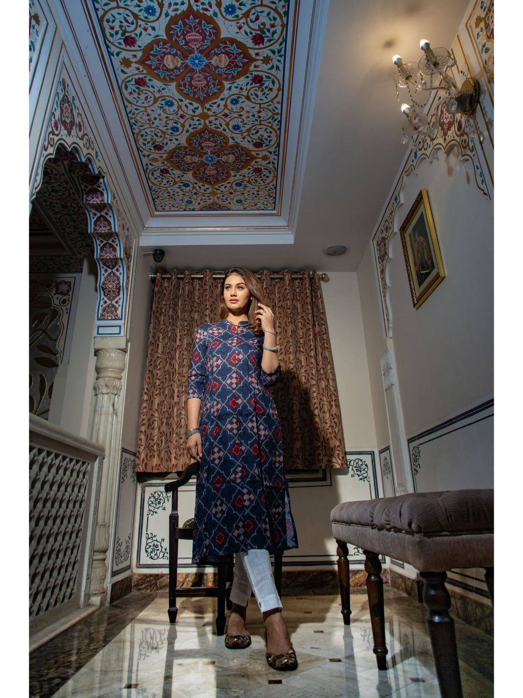 A-Line Printed Rayon Kurta | U3S - view 6