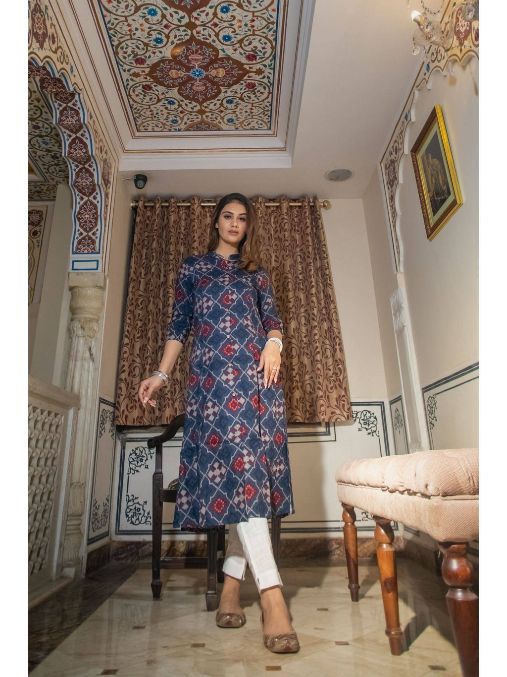 A-Line Printed Rayon Kurta | U3S - view 7