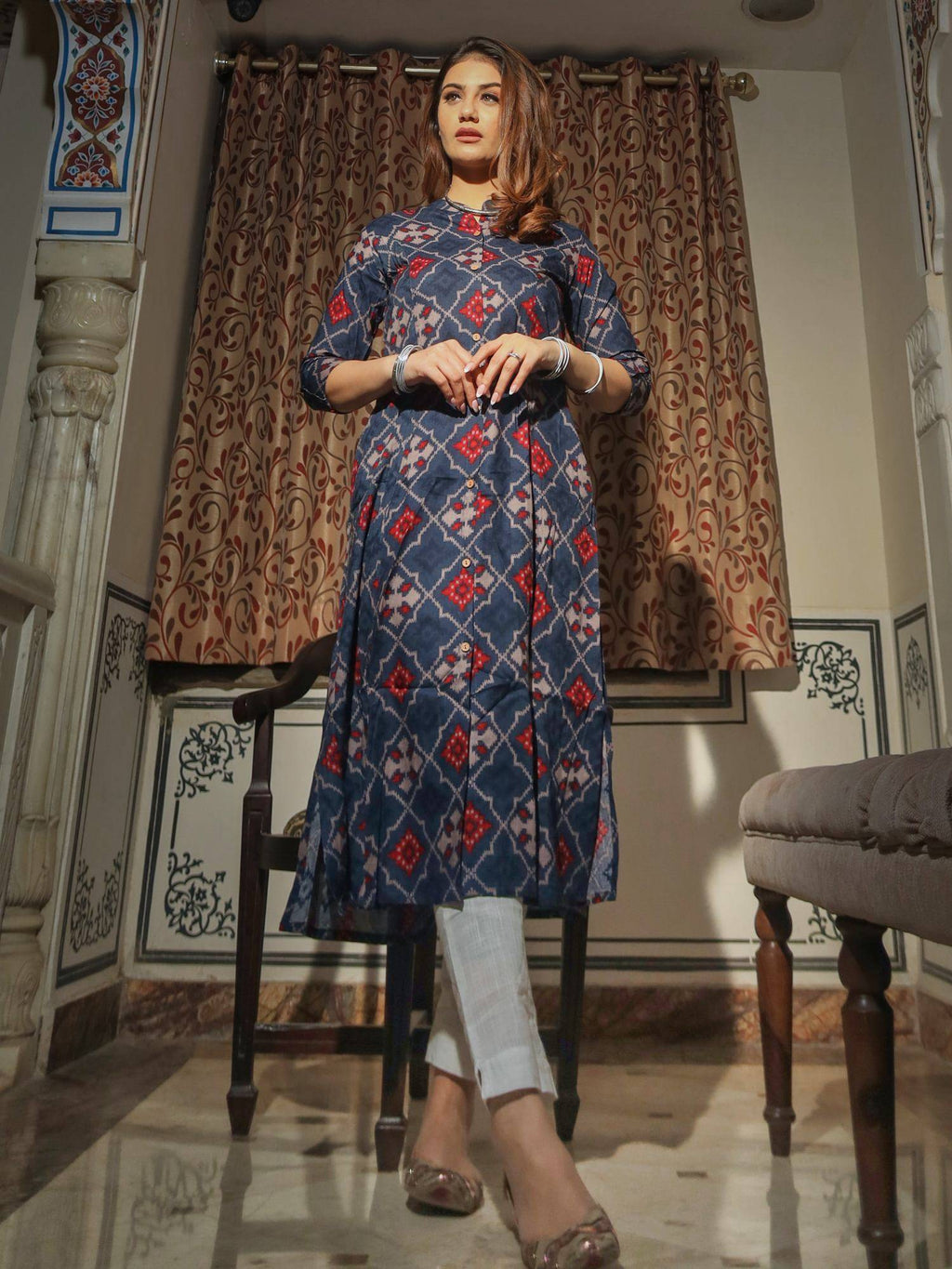 A-Line Printed Rayon Kurta | U3S - view 8