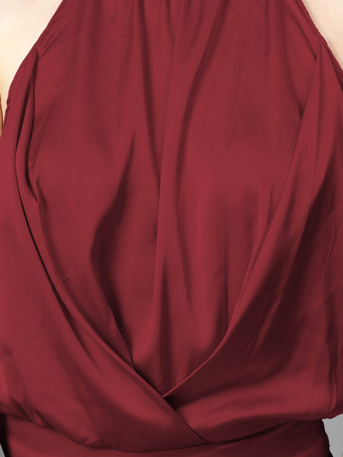 Women's Brown Solid Satin Halter Neck Sleeveless Top | HT67 - view 4