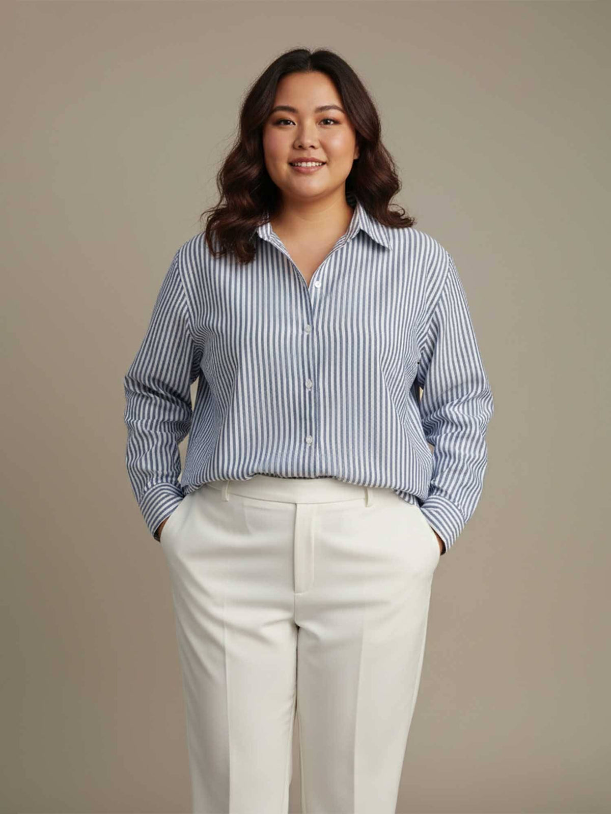 Blue and White Stripe Cotton Shirt | S67 - view 1