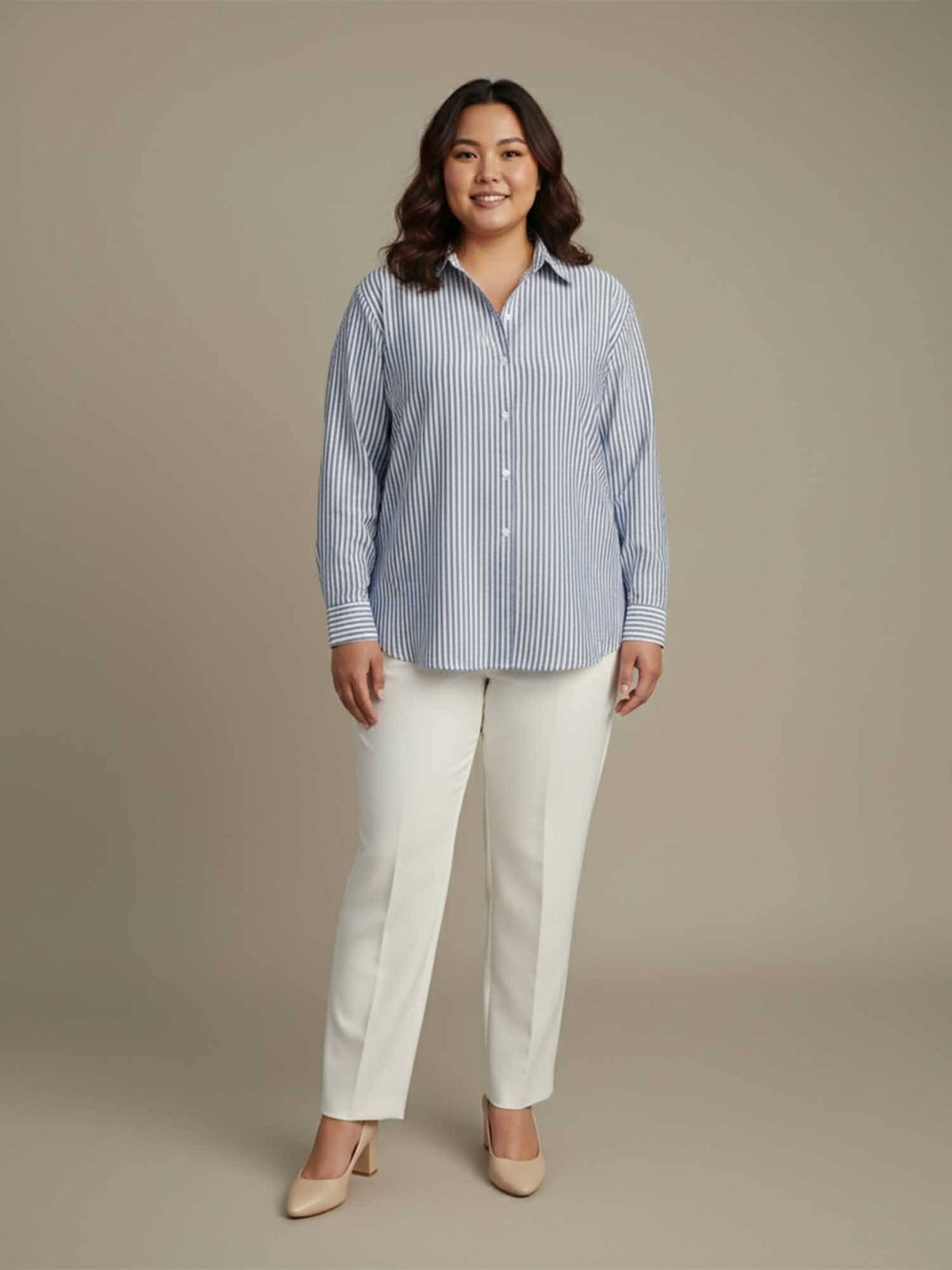 Blue and White Stripe Cotton Shirt | S67 - view 5