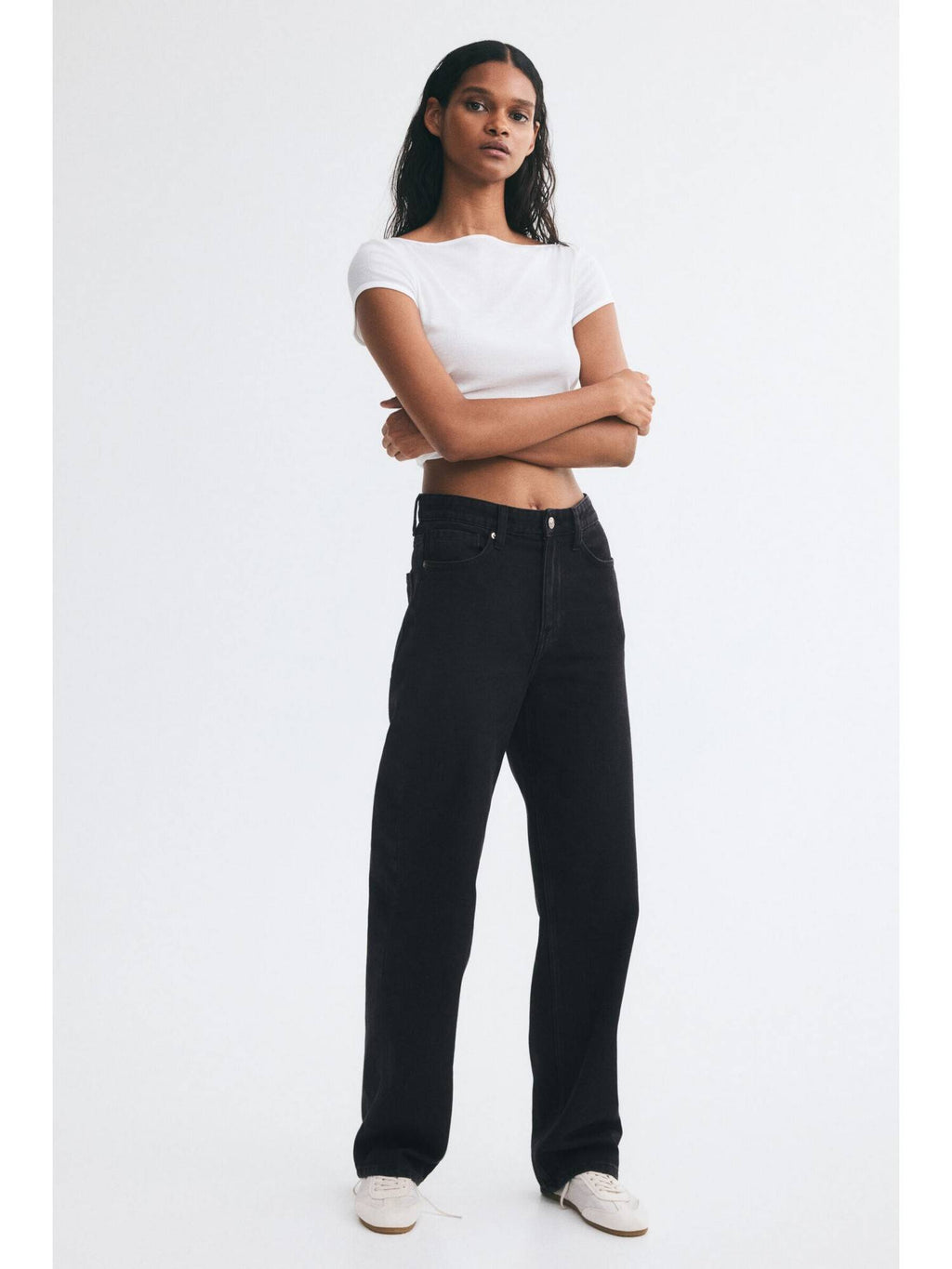 Women Black Straight High Jeans | ST23 - view 1
