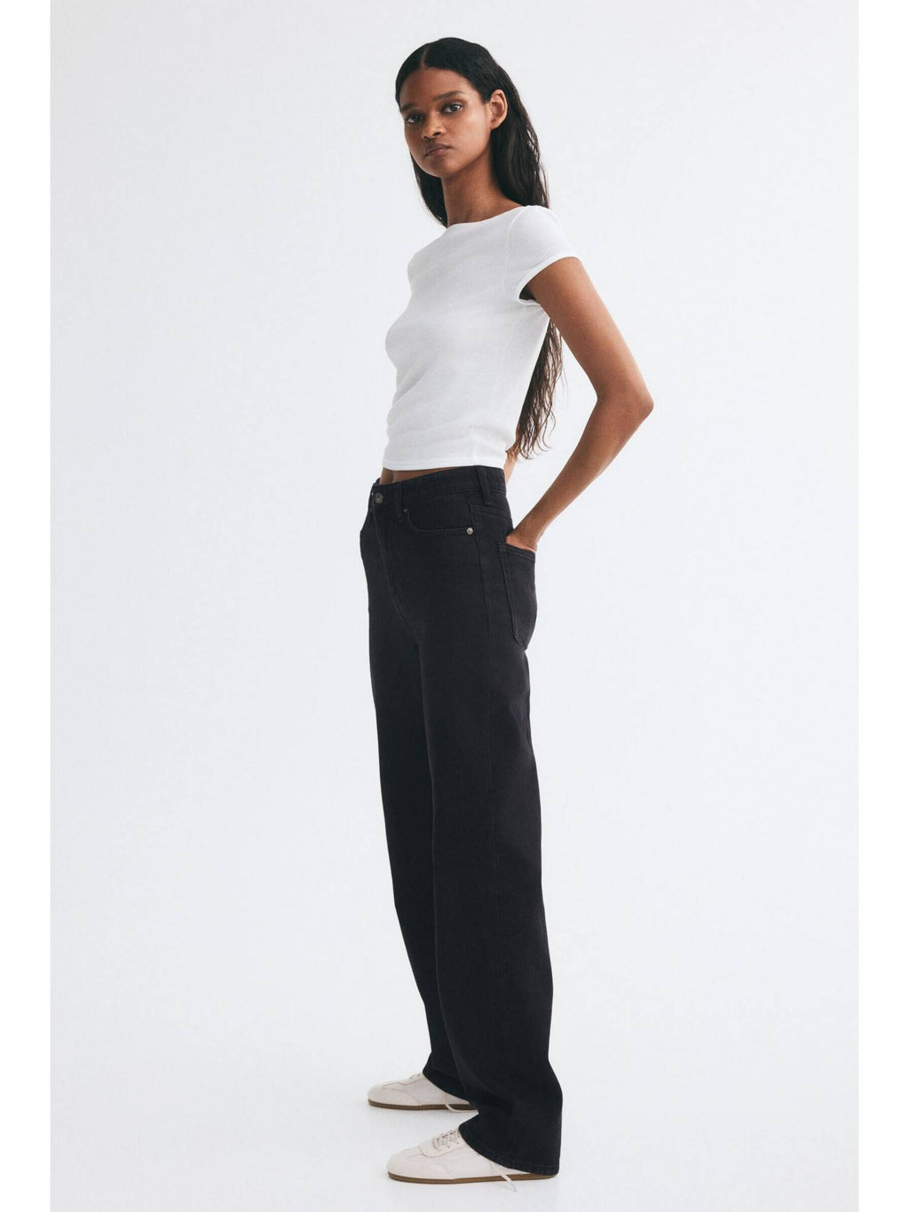 Women Black Straight High Jeans | ST23 - view 4