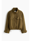 Women Green Funnel-Collar Jacket | JC78 - view 1