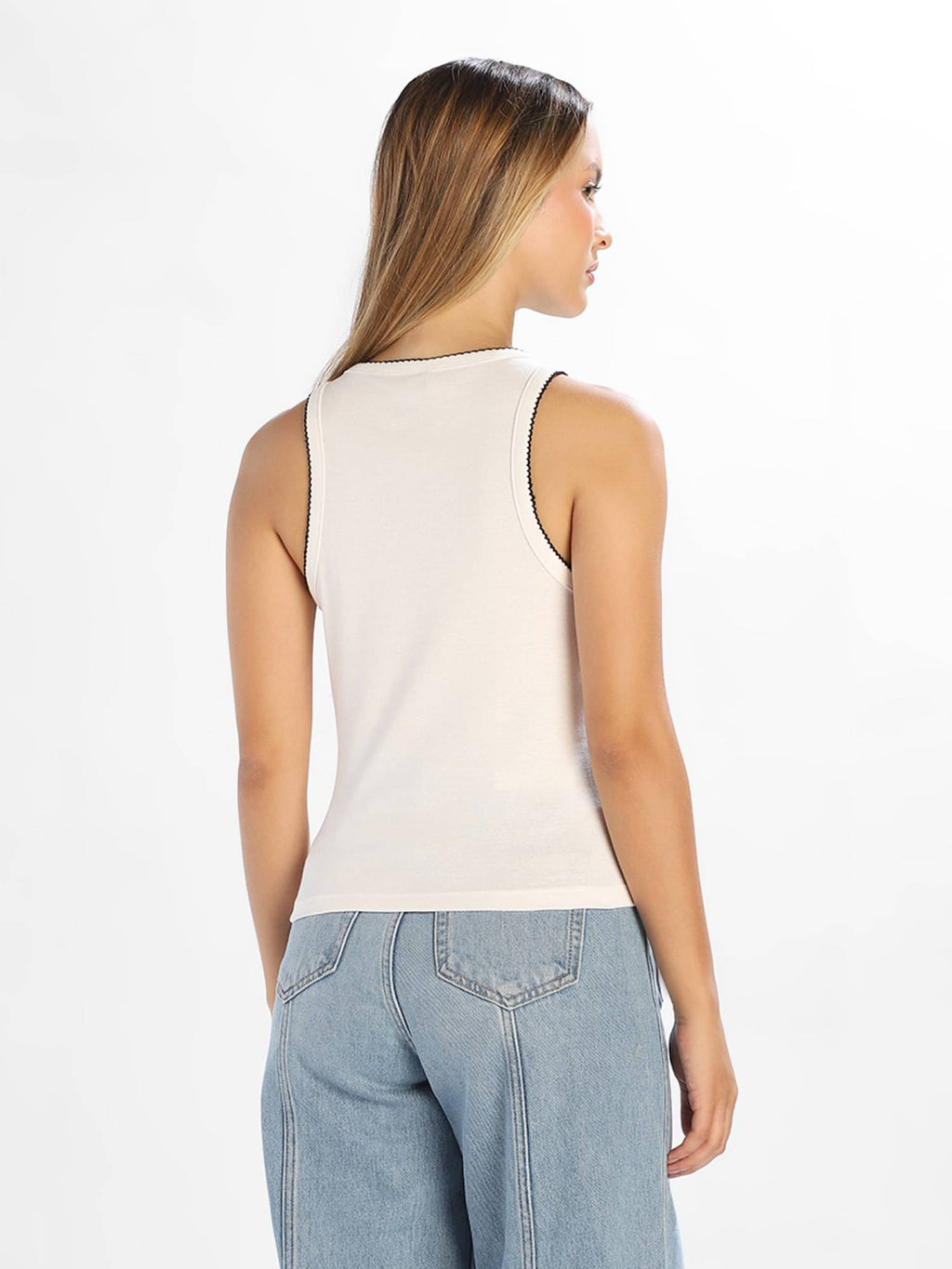 Women'S Solid Slim Fit White Tank Top | TT98 - view 6