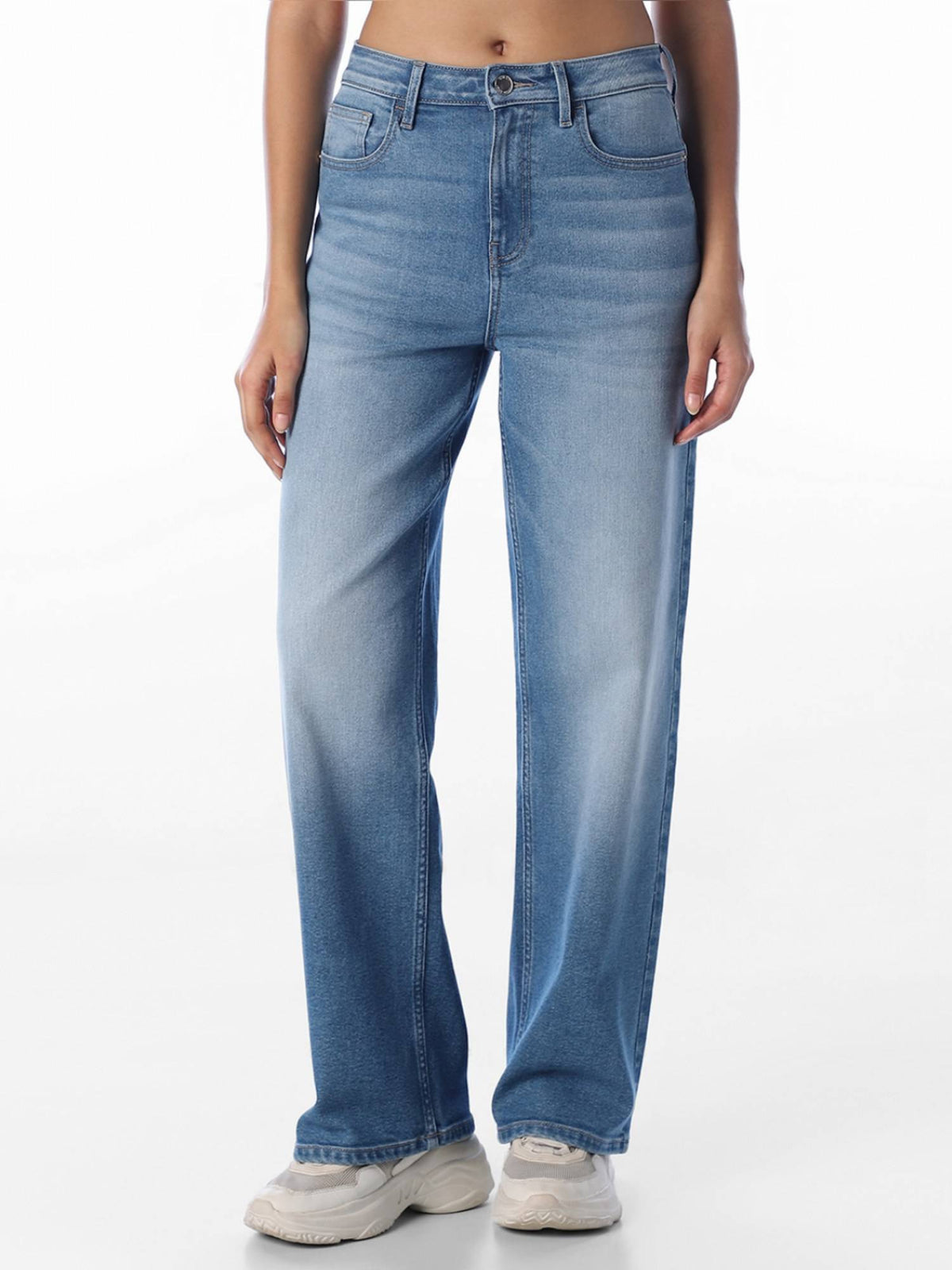 Women'S Solid Straight Fit Blue Jeans | BG78 - view 1
