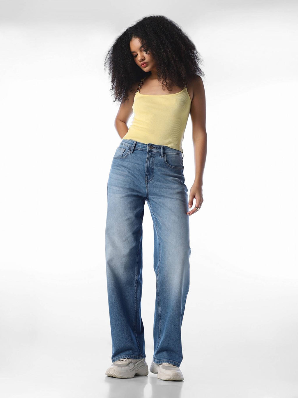 Women'S Solid Straight Fit Blue Jeans | BG78 - view 2
