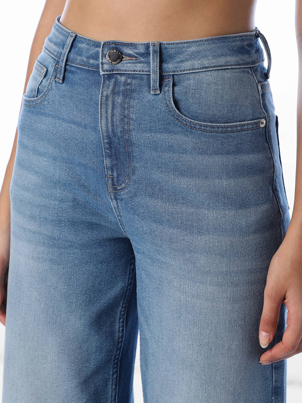 Women'S Solid Straight Fit Blue Jeans | BG78 - view 3