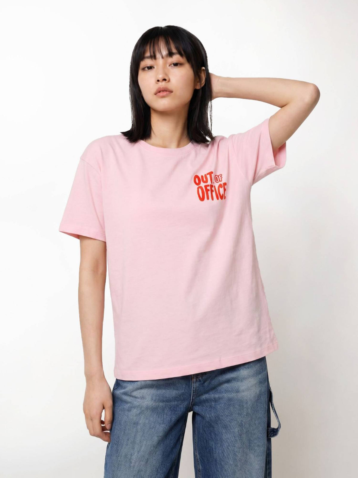 Women'S Typographic Regular Fit Pink T-Shirt | O24 - view 1