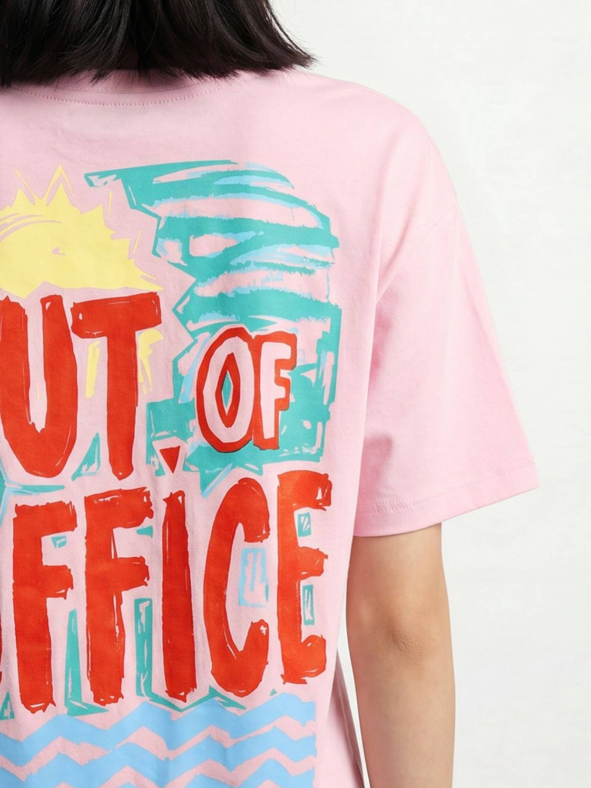 Women'S Typographic Regular Fit Pink T-Shirt | O24 - view 5