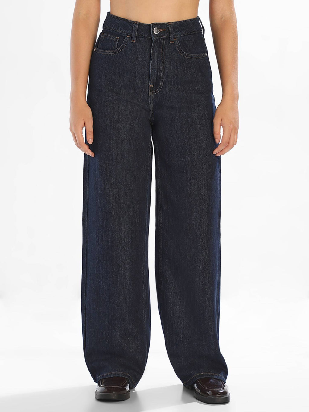 Women'S Solid Loose Fit Blue Jeans | BG78 - view 1