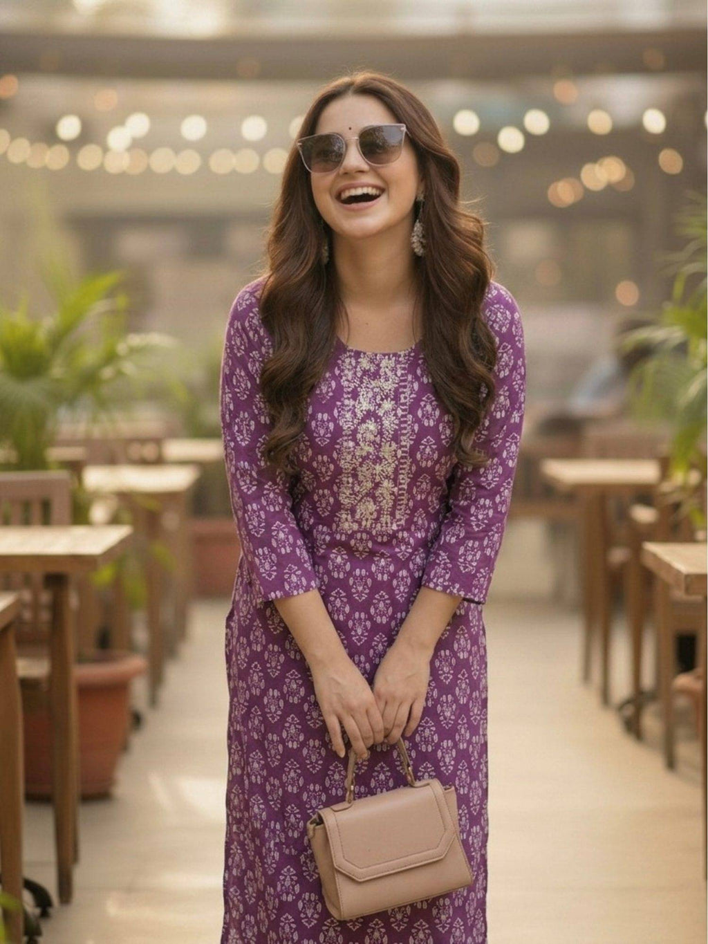 Blue Cotton Printed Embroidered Kurta | FY93 - view 13