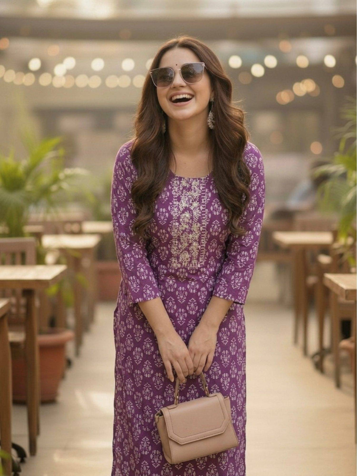 Blue Cotton Printed Embroidered Kurta | FY93 - view 13