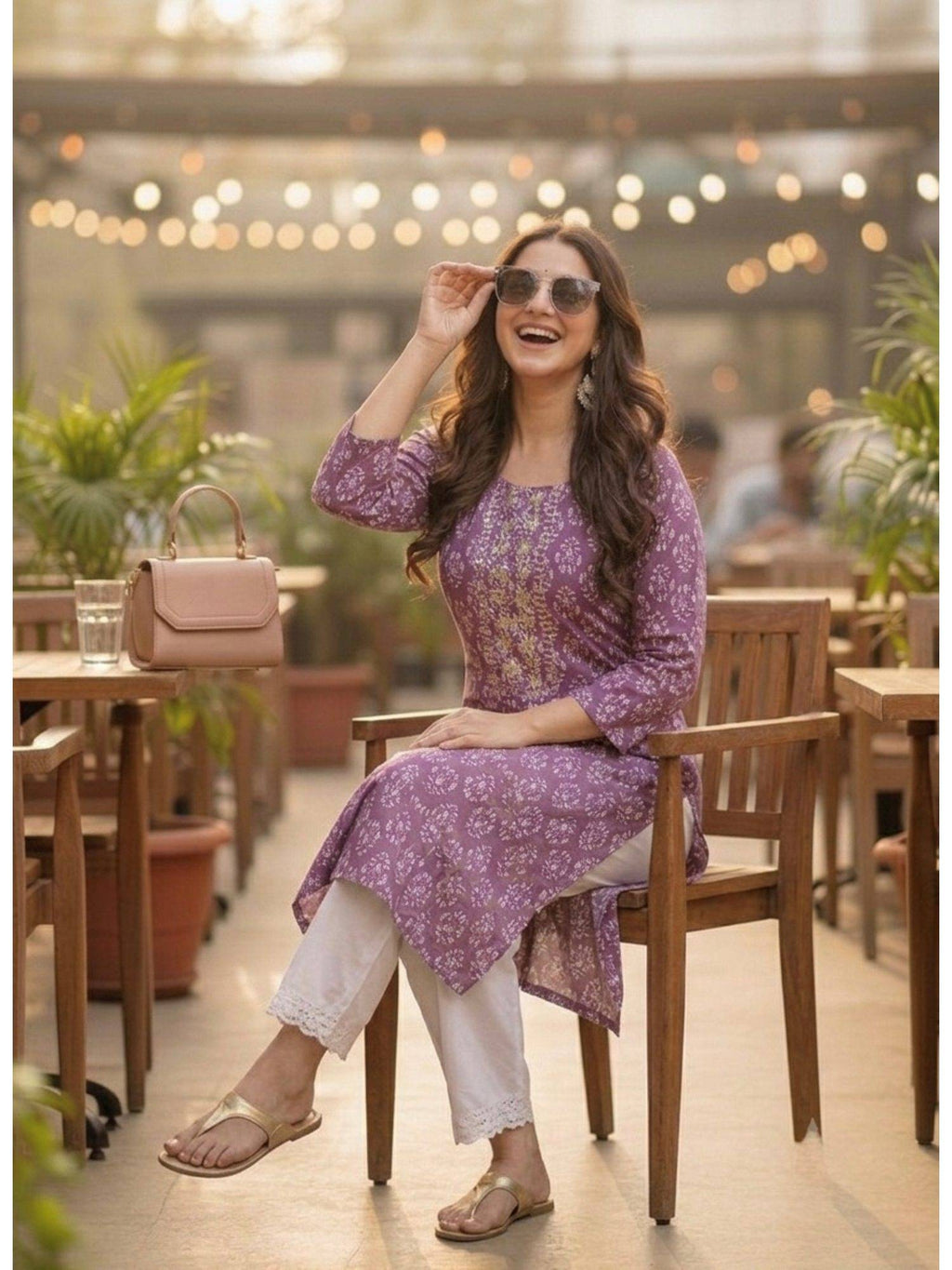 Blue Cotton Printed Embroidered Kurta | FY93 - view 14