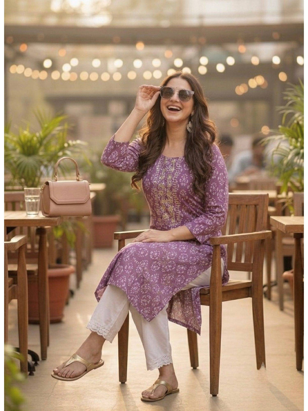 Blue Cotton Printed Embroidered Kurta | FY93 - view 14