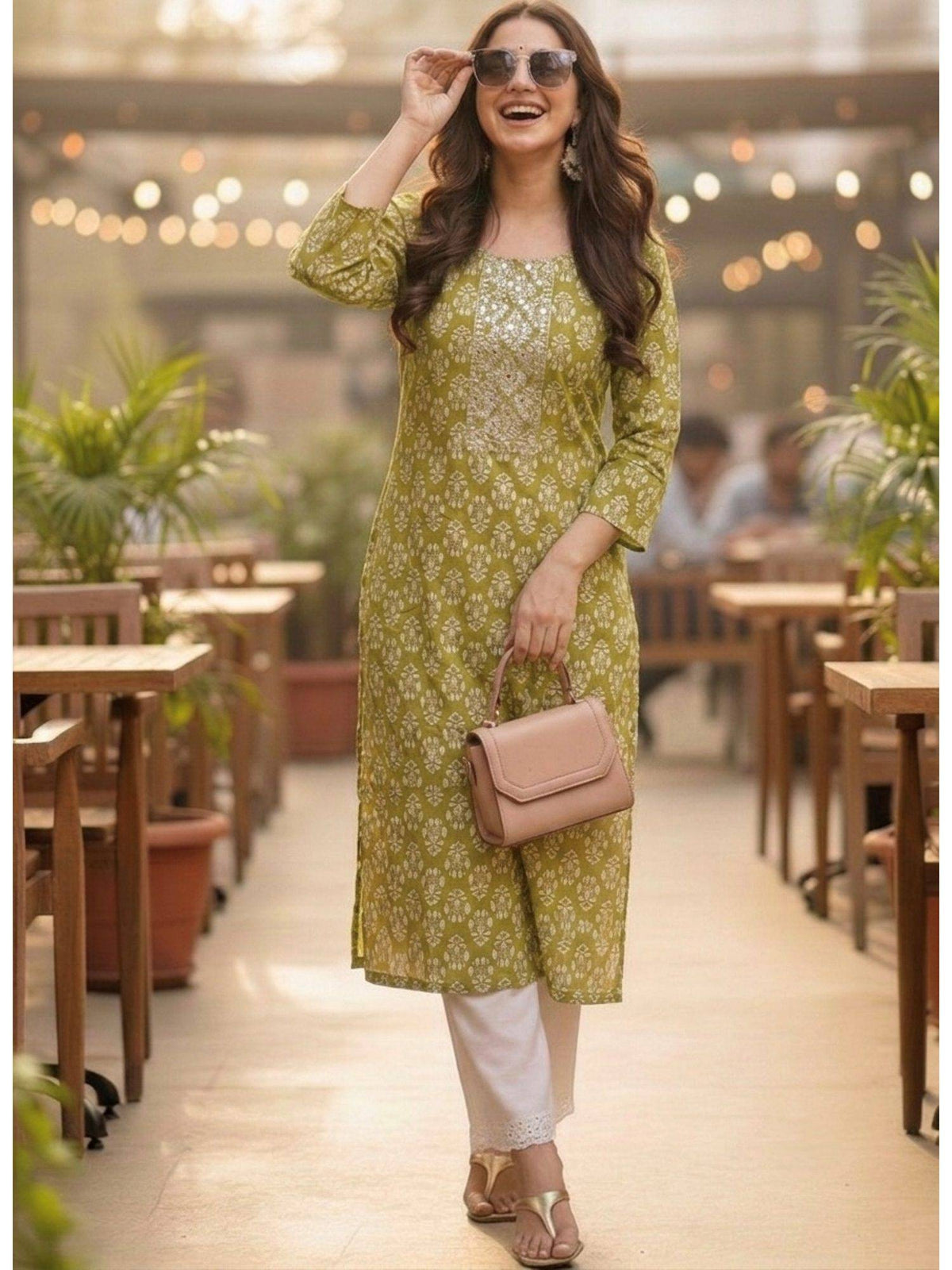 Blue Cotton Printed Embroidered Kurta | KDG - view 16