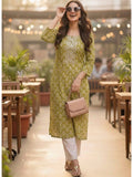 Blue Cotton Printed Embroidered Kurta | FY93 - view 16