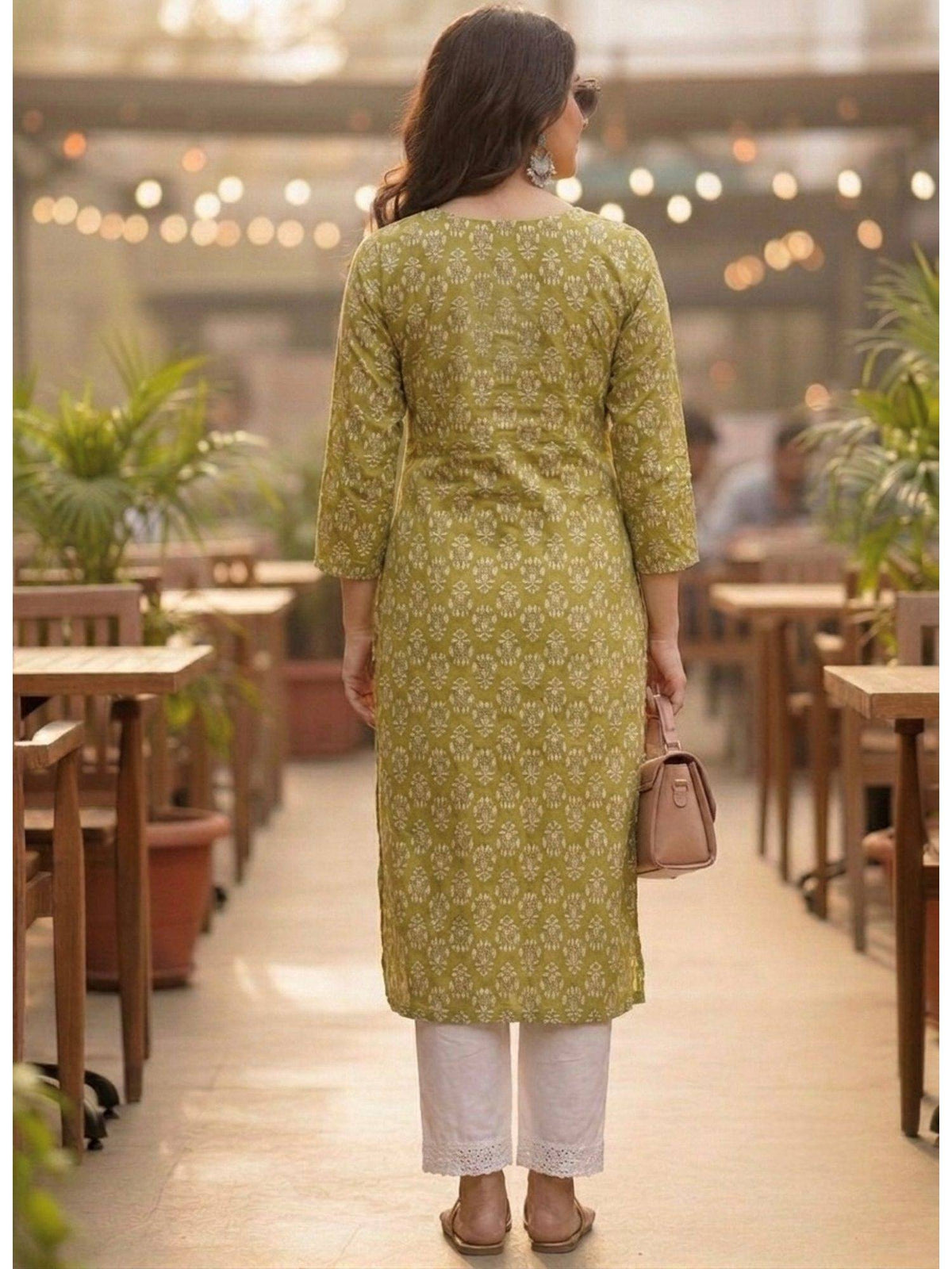 Blue Cotton Printed Embroidered Kurta | U3S - view 17