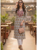 Multi-Color Cotton Printed Embroidered Kurta | U3S - view 1
