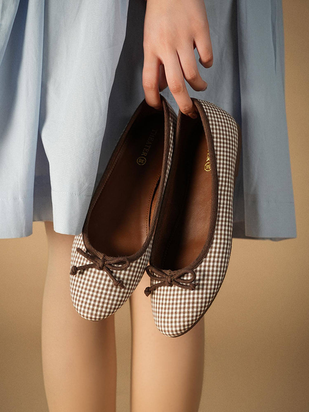 Swans Check Brown Ballerina | F61 - view 3