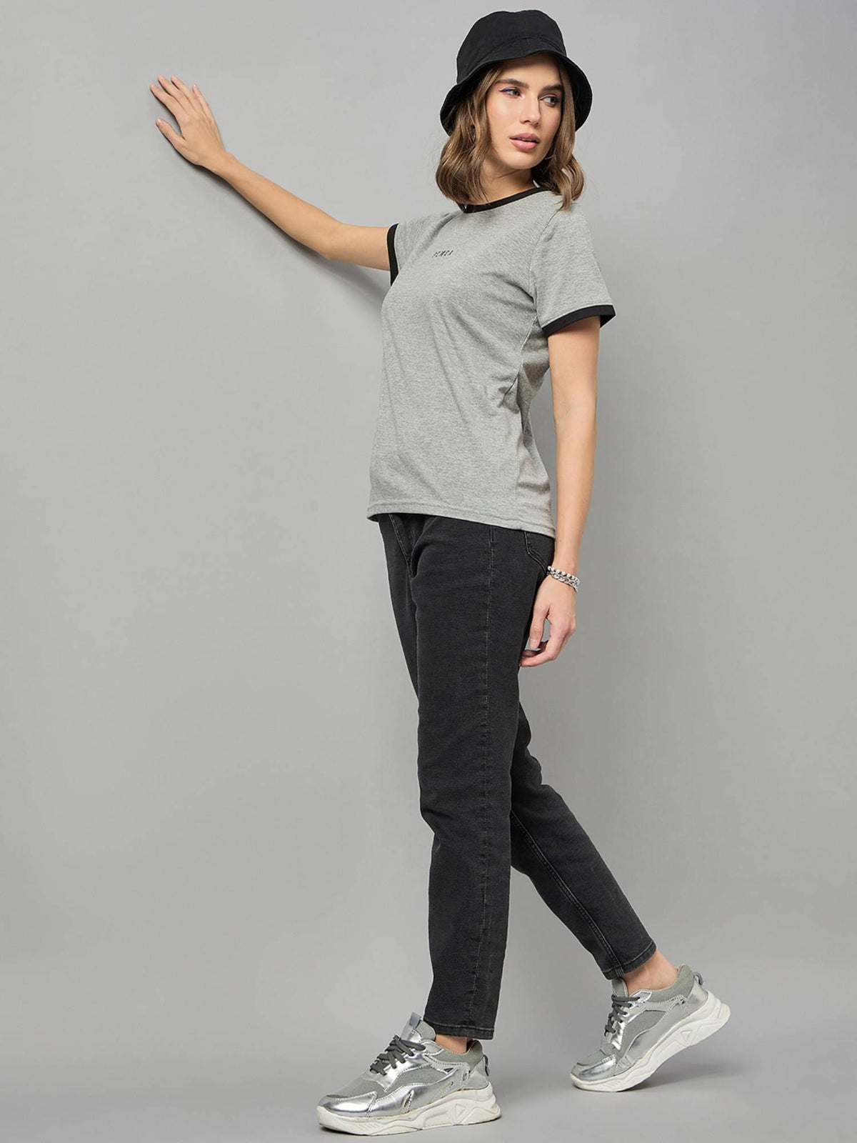 Typography Printed Round Neck Grey T-Shirt | TS56 - view 2