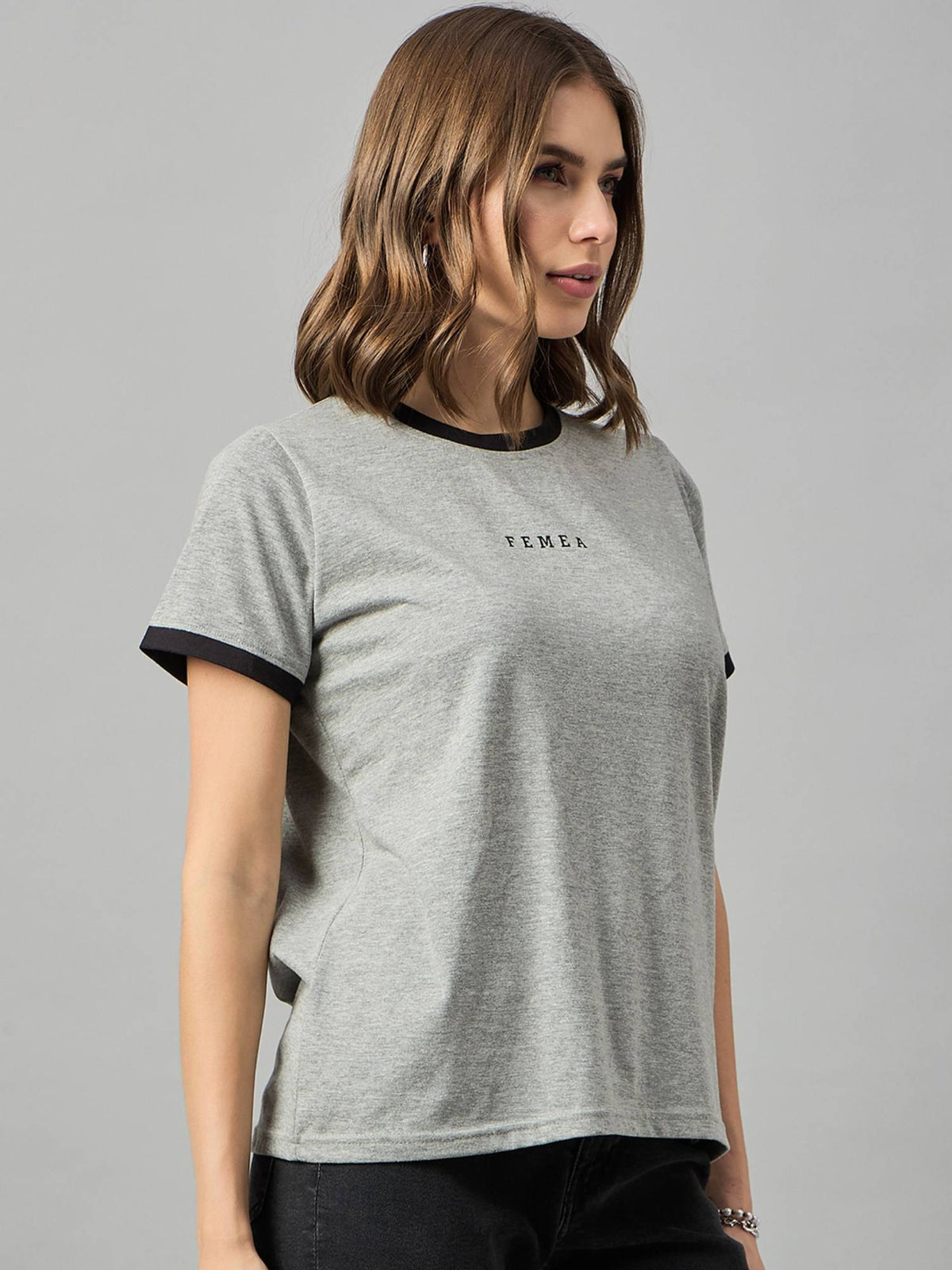 Typography Printed Round Neck Grey T-Shirt | TS56 - view 3
