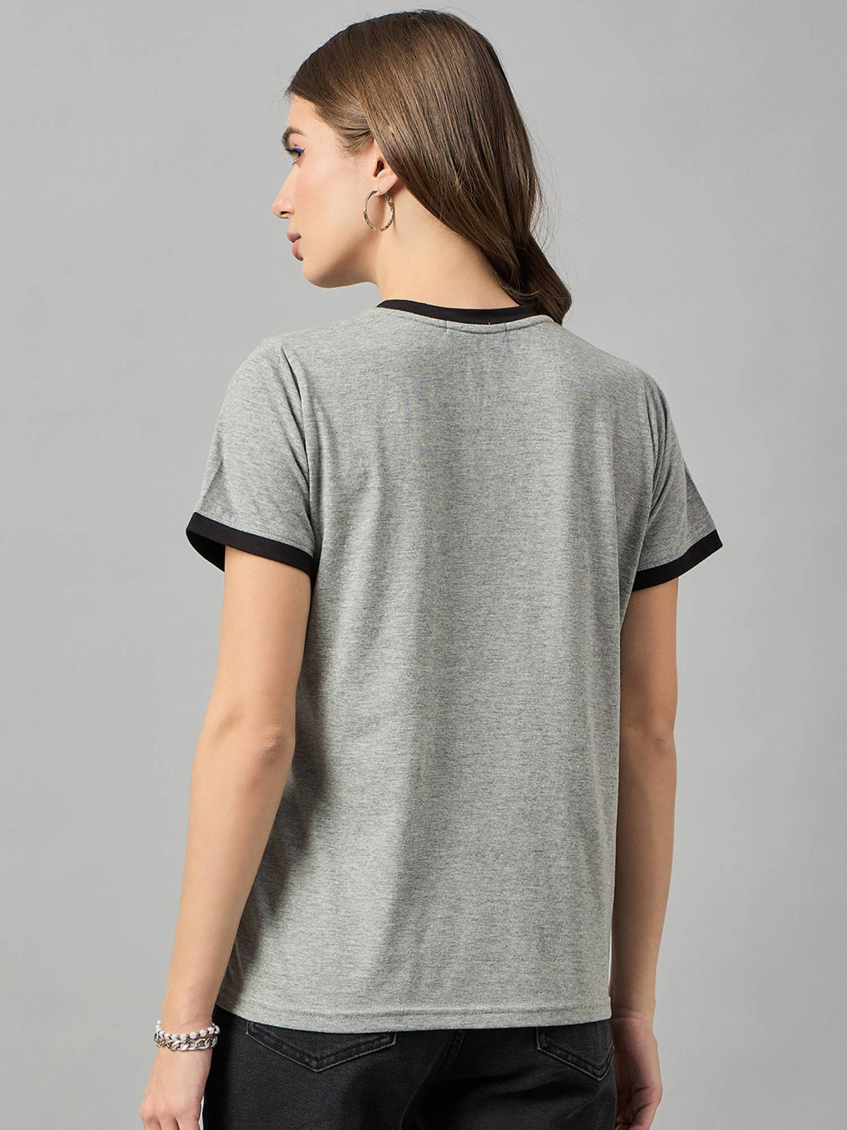 Typography Printed Round Neck Grey T-Shirt | TS56 - view 4