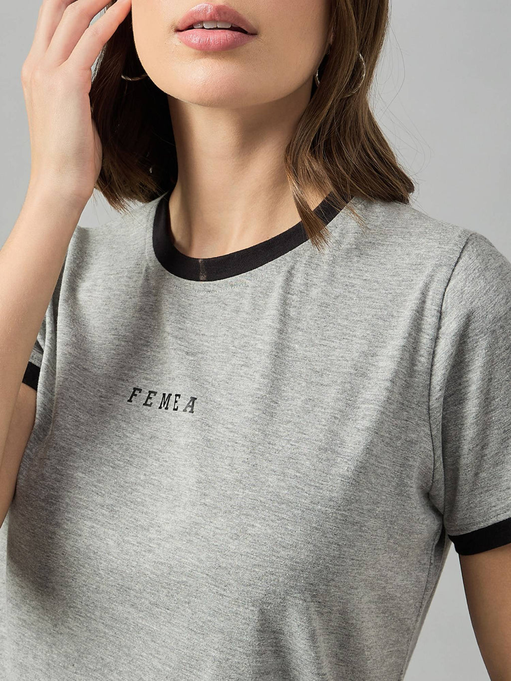 Typography Printed Round Neck Grey T-Shirt | TS56 - view 5