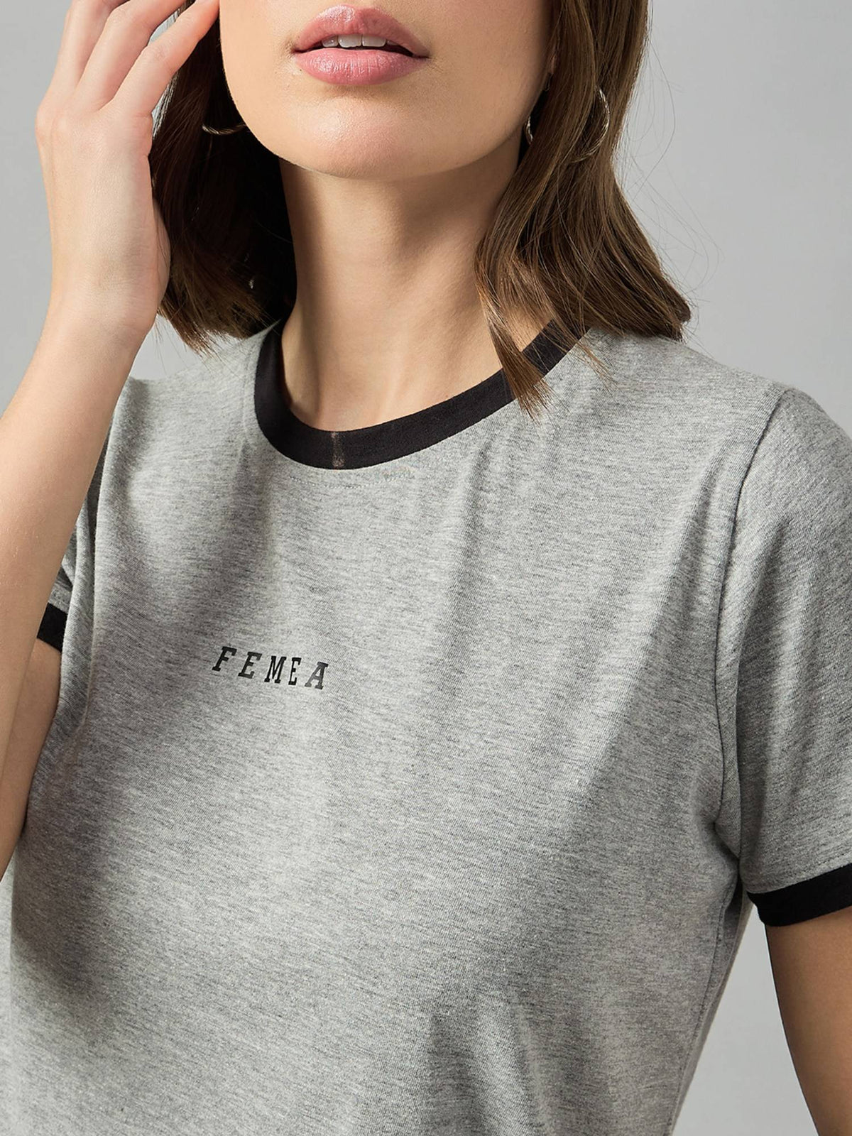 Typography Printed Round Neck Grey T-Shirt | TS56 - view 5