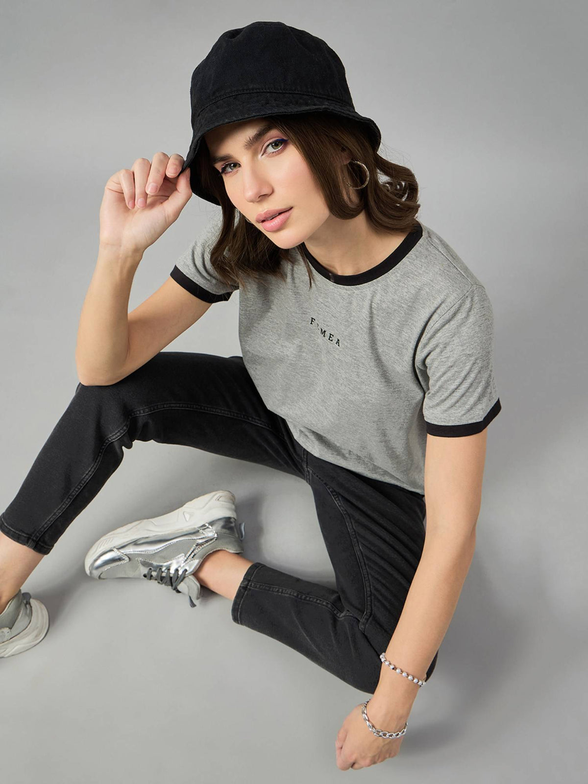 Typography Printed Round Neck Grey T-Shirt | TS56 - view 6