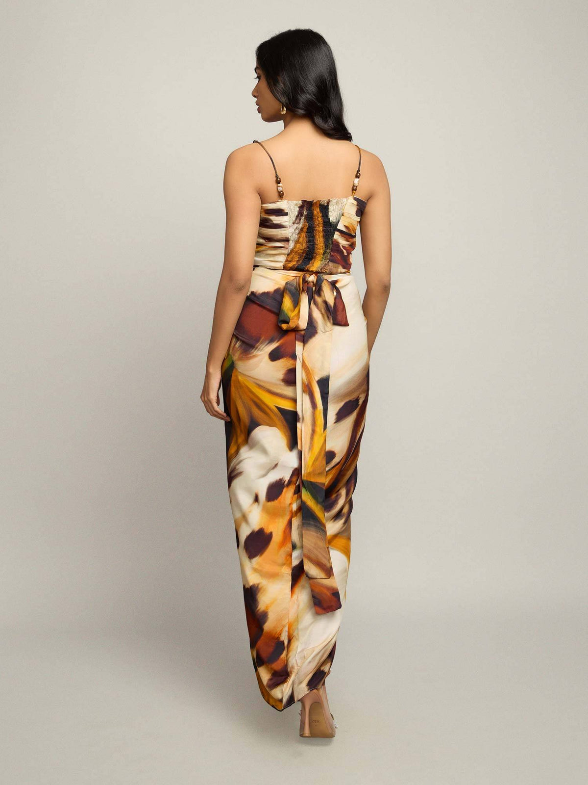 Brown Wild Printed Pleated Top | CT61 - view 2