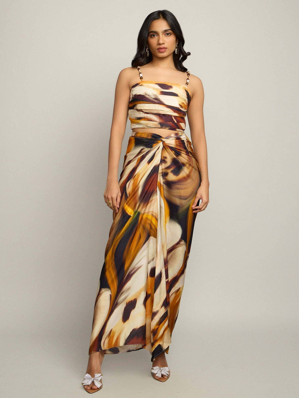 Brown Wild Printed Pleated Top | CT61 - view 3